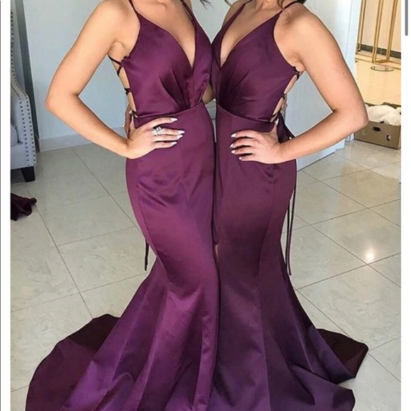 Jadore Dresses & Skirts - MERMAID SATIN SLEEVELESS V-NECK WEDDING/PROM PARTY DRESS